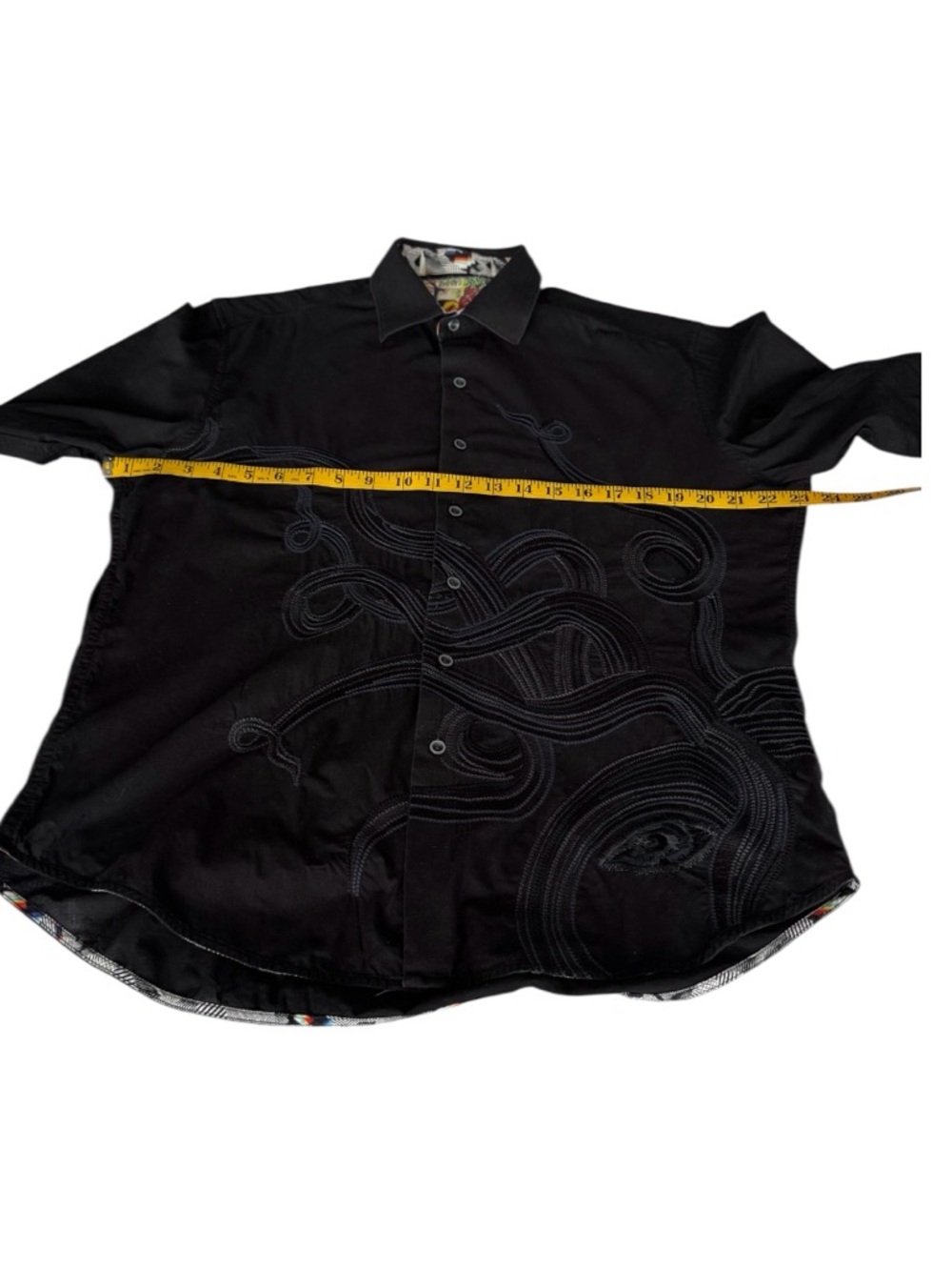 Robert Graham Embroidered 💯 Cotton Black Long-Sleeve Button-Down Shirt Size M - Picture 6 of 16